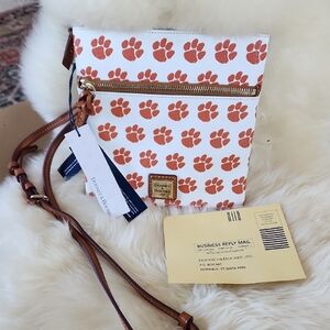 Cute NWT Dooney & Bourke White Leather Clemson Tiger Paw Crossbody Bag 🧡🐅🐾🤍